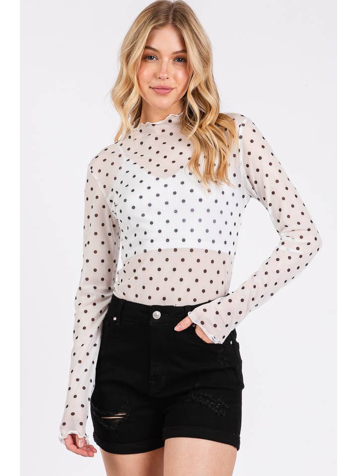 Sewn and Seen - Wholesale Shirt - Women's - Polka Dot mesh Long Sleeve Top8