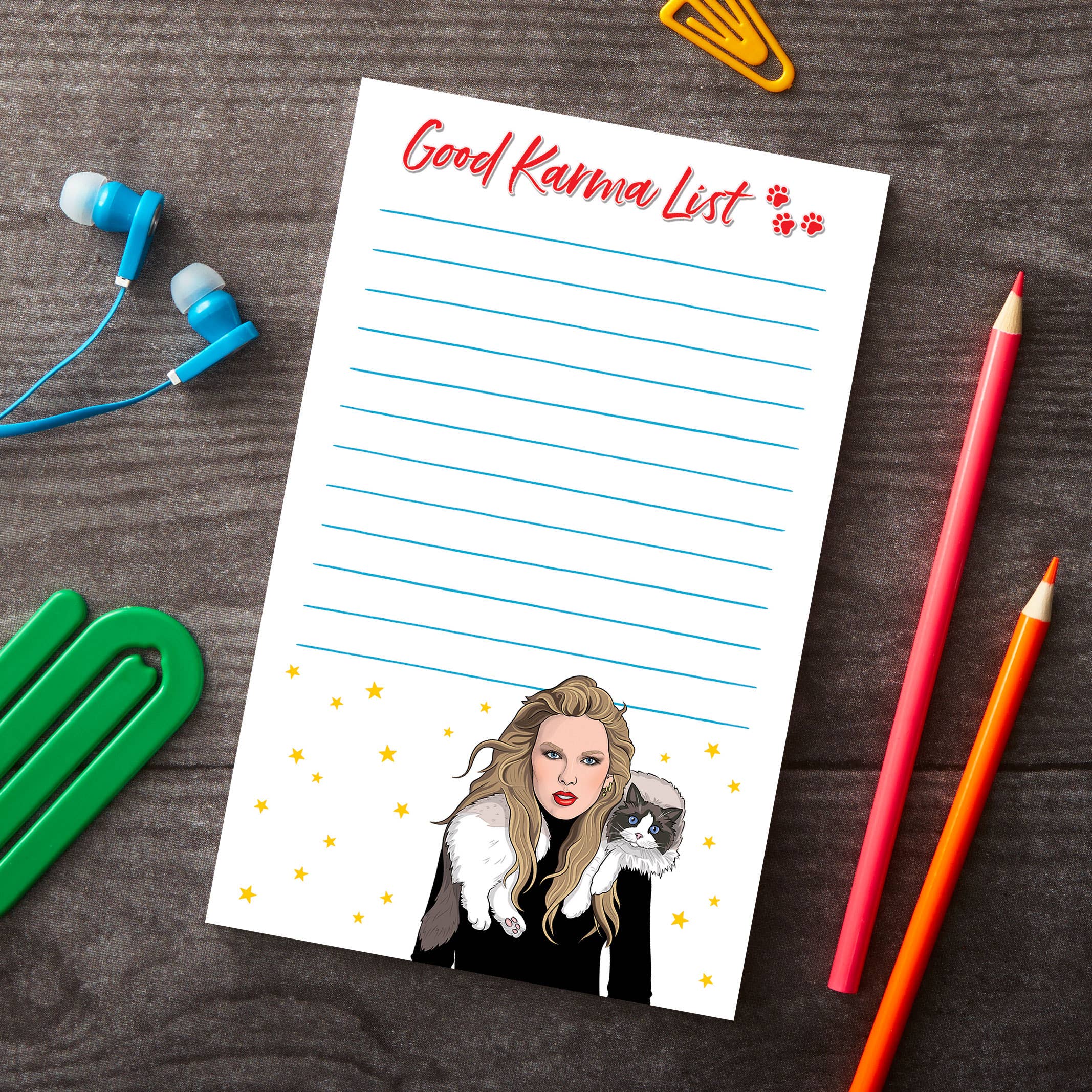 THE FOUND - Wholesale Notepad - Notepad: Good Karma List Pop Star Stationery0