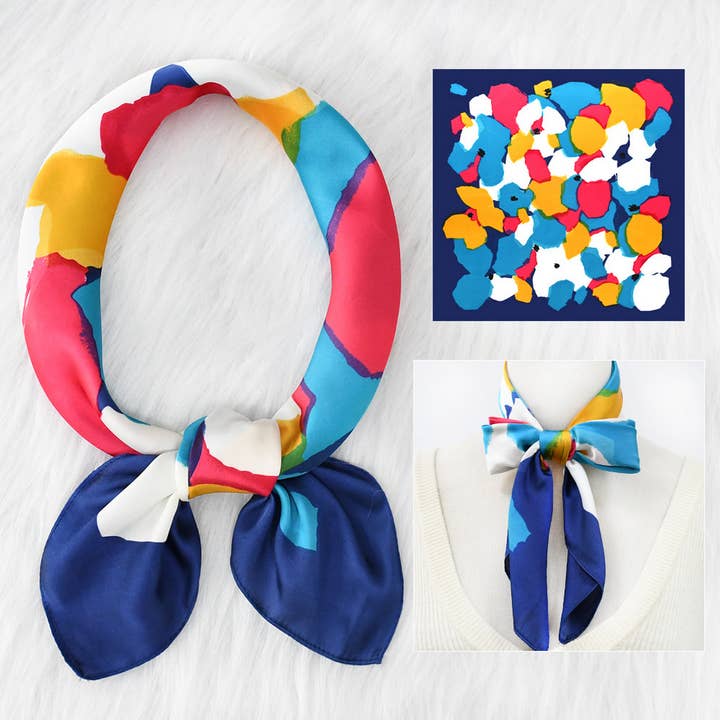 ACCITY - Wholesale Scarf - Women's - 2024 NEW RETRO POLKA DOT COLORBLOCK SQUARE SCARF_CWASC1157