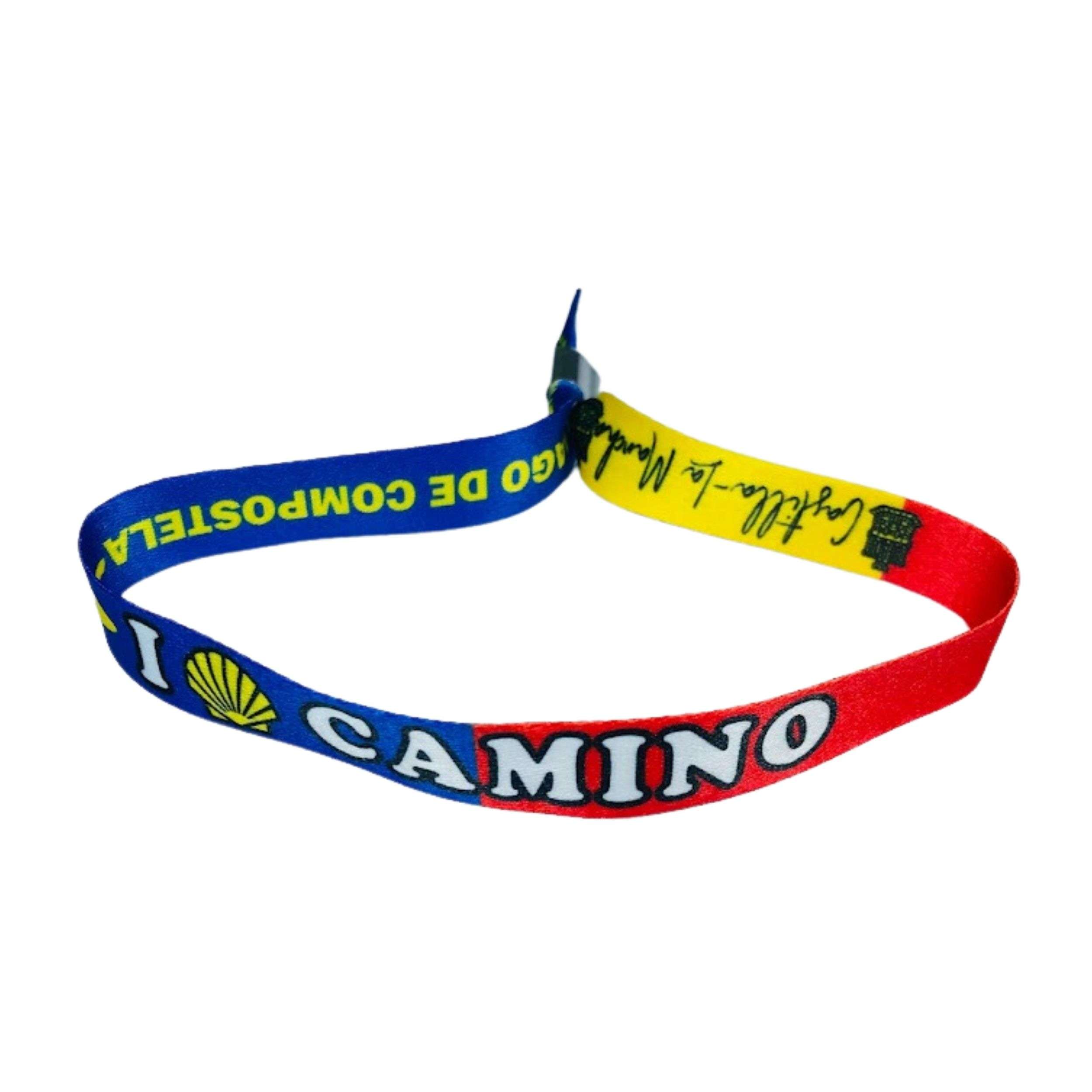 Astur Pins - Wholesale Woven/Braided Bracelet - Bracelet - I Love Camino Santiago - Castilla-La Mancha Flag - Spain - P27590