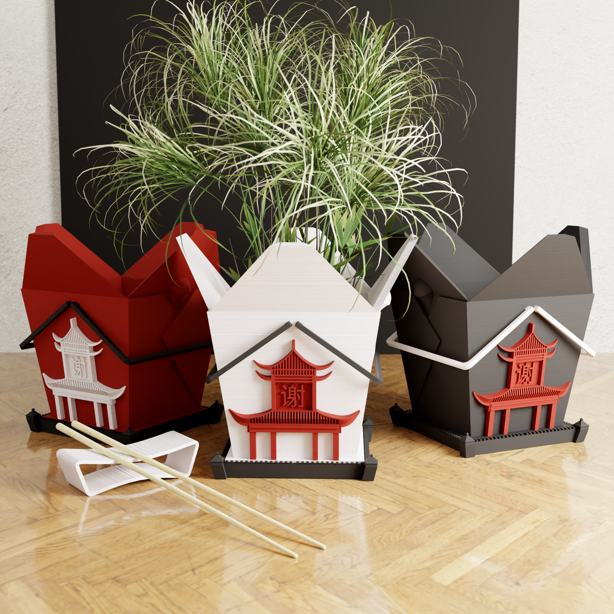 Modernized Pottery - Vente Pot - Pot de fleurs chinois original en forme de boîte à emporter6