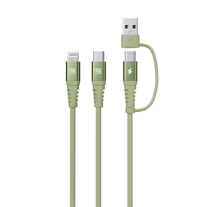 LAX Gadgets - Wholesale Charging Cable - 4-in-1 USB-A/USB-C to USB-C and Iphone Cables-Retail Pack3