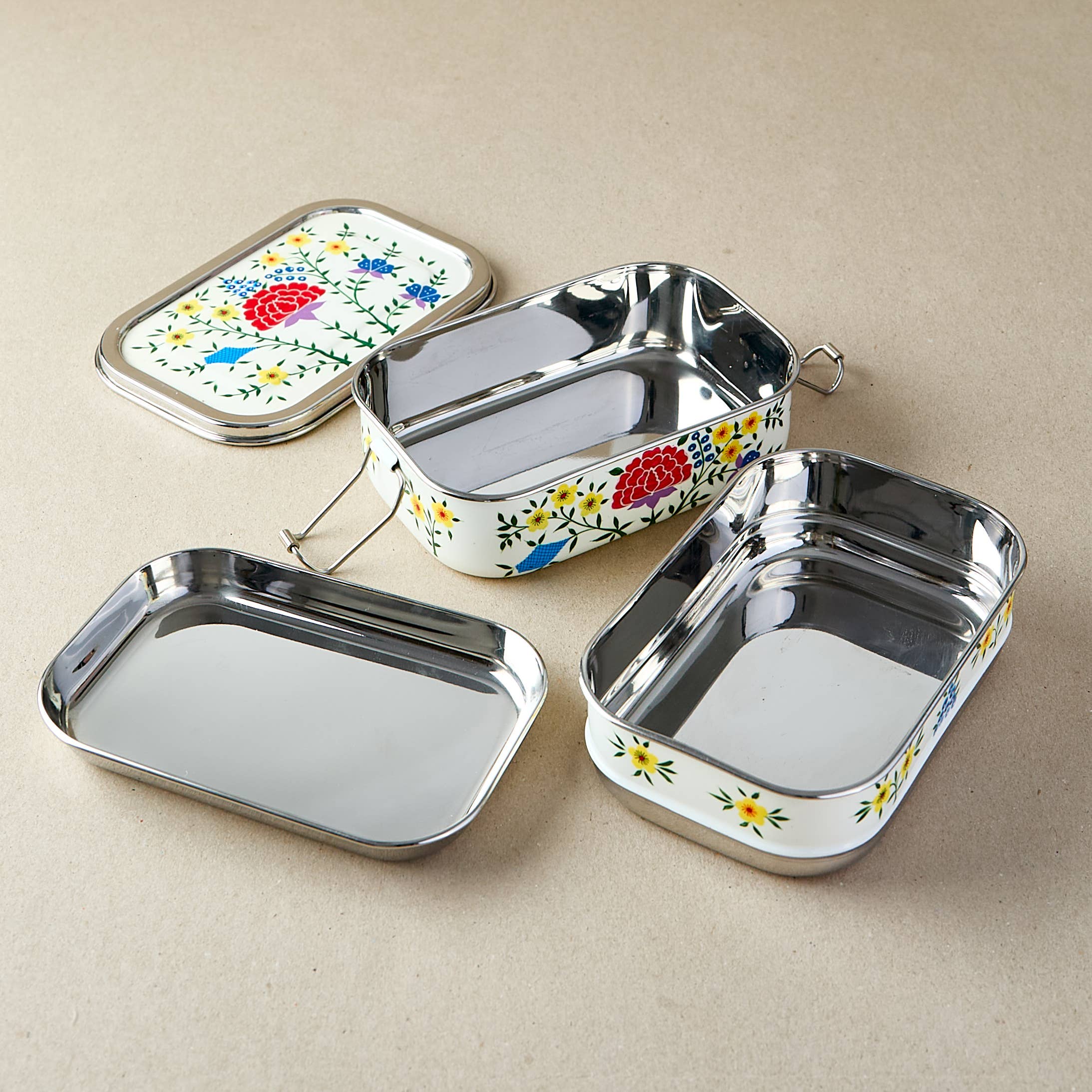 Dalit Goods Co – wholesale Lunch bag/box – Stainless Steel - Tiffin-Style Lunchbox | White Spring1