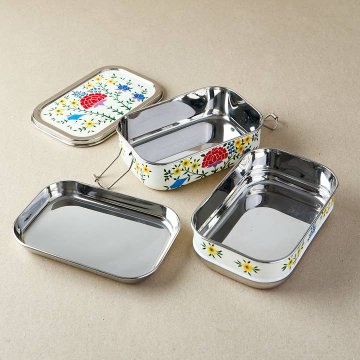 Dalit Goods Co – wholesale Lunch bag/box – Stainless Steel - Tiffin-Style Lunchbox | White Spring1