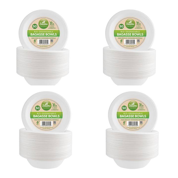 200 Pk 6" Sugarcane Bagasse Bowls Eco Biodegradable Party for wholesale by Home Shopa