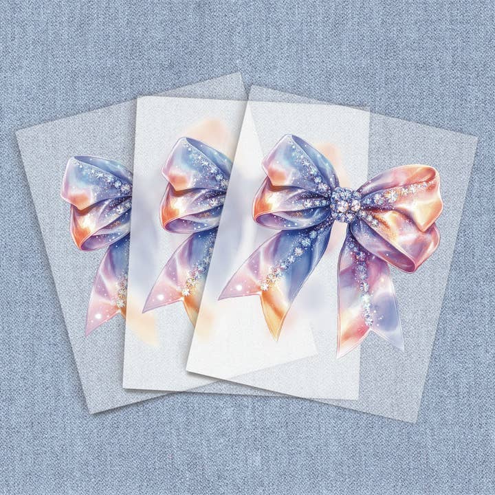 Pastel Diamonds Coquette Bow, Direct To Film Heat Transfers for wholesale by Iron It