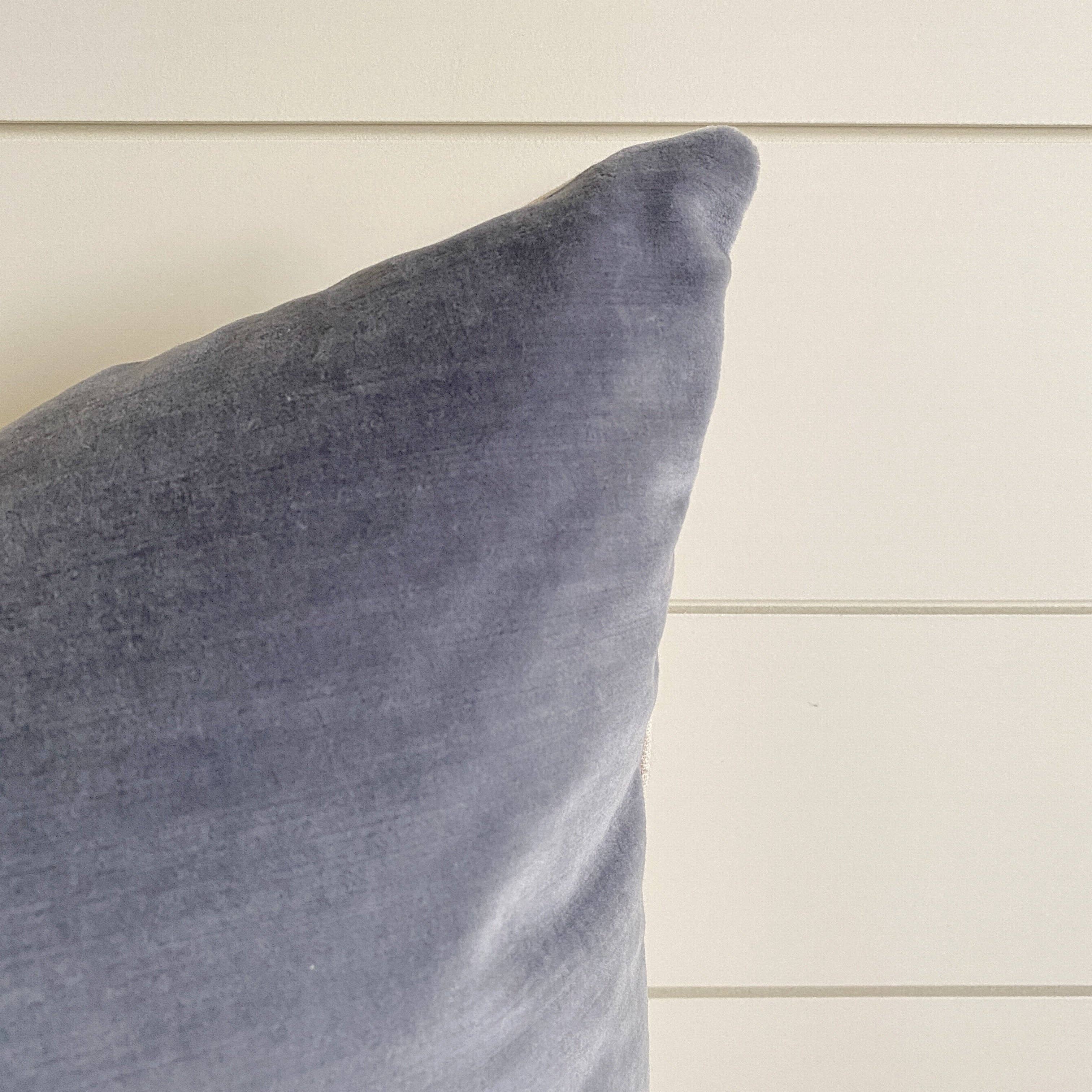Linen & Ivory - Wholesale Throw Pillow Cover - HAYDEN || Velvet Striped Pillow Cover // Misty Blue3