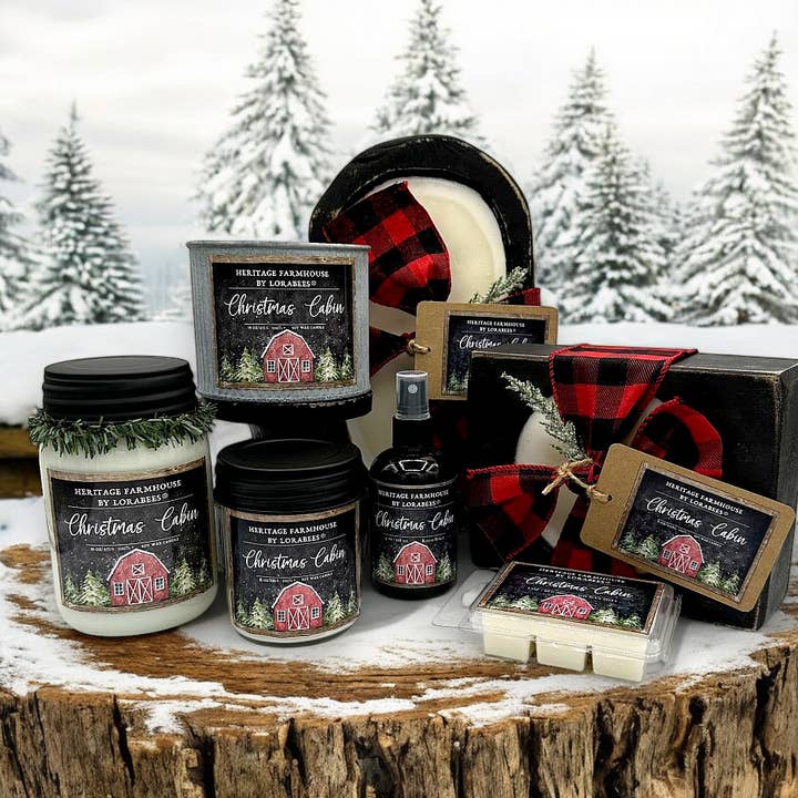 Lorabees - Wholesale Jar/Filled Candle - Christmas Cabin Holiday Farmhouse Fragrance Collection