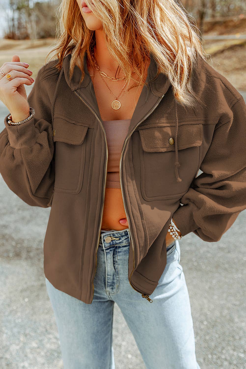 1 the Woman - Vente Veste – femme - Veste zippée à capuche avec cordon de serrage et poche - 6 couleurs4