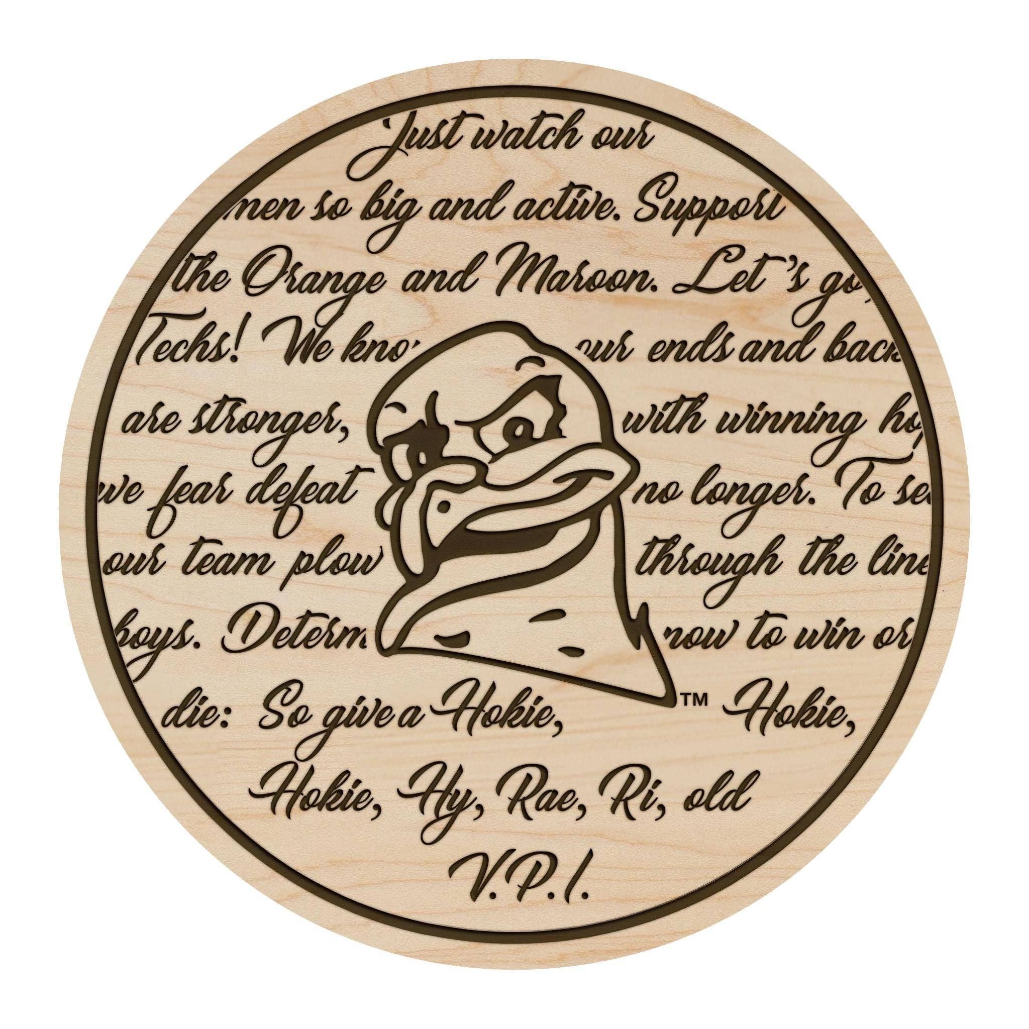 LazerEdge - Wholesale Coasters - Virginia Tech University Fight Song Coaster – Crafted from Cherry or Maple Wood – Virginia Tech Hokies0