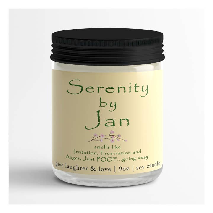 Serenity by Jan Smells Like Irritation Yellow Jar Candle for wholesale by Give Laughter and Love