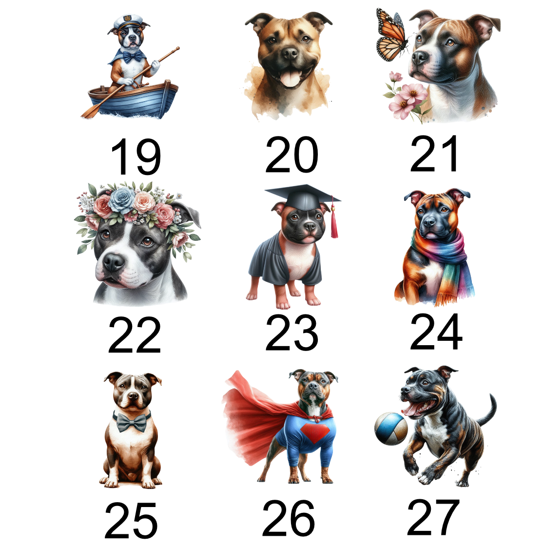 Storms Style – wholesale Throw/decorative pillow – Staffordshire Bull Terrier - Staffie Cushion - 39 designs2