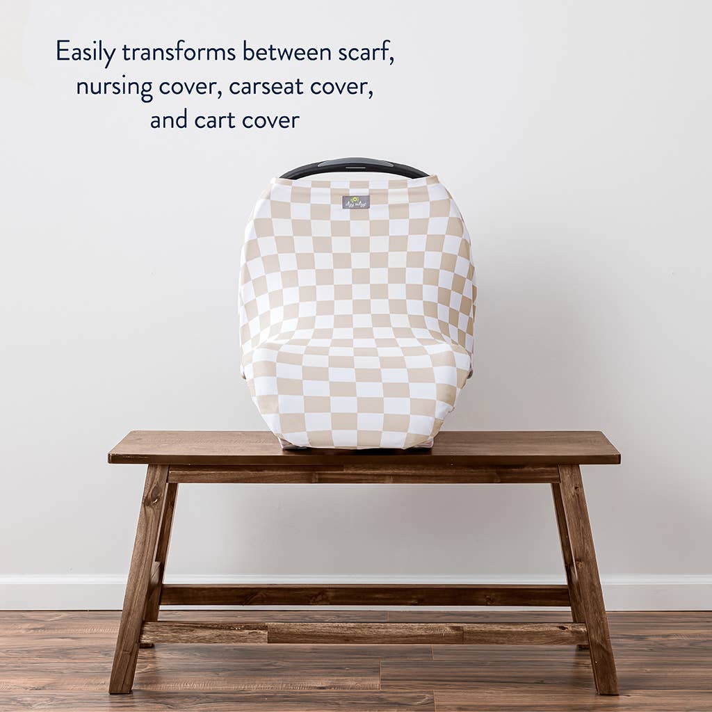 Itzy Ritzy - Wholesale Car Seat Cover - Kids & Baby - *NEW* Taupe Checkerboard Mom Boss™ 4-in-1 multi-use cover1