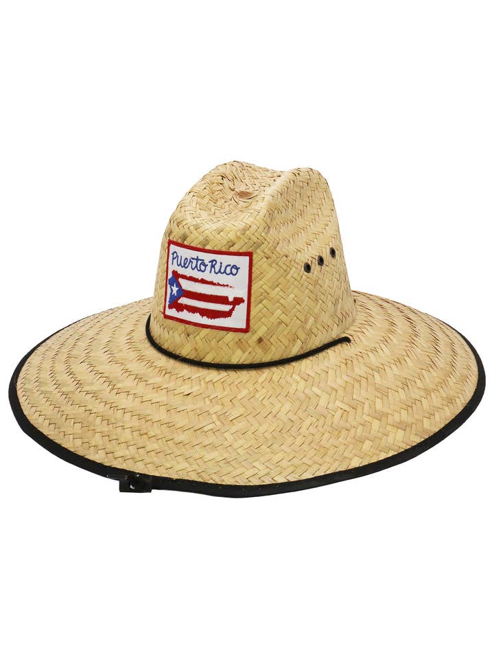 Puerto Rico Flag Eyeleted Straw Lifeguard Hat for wholesale by Cap Zone