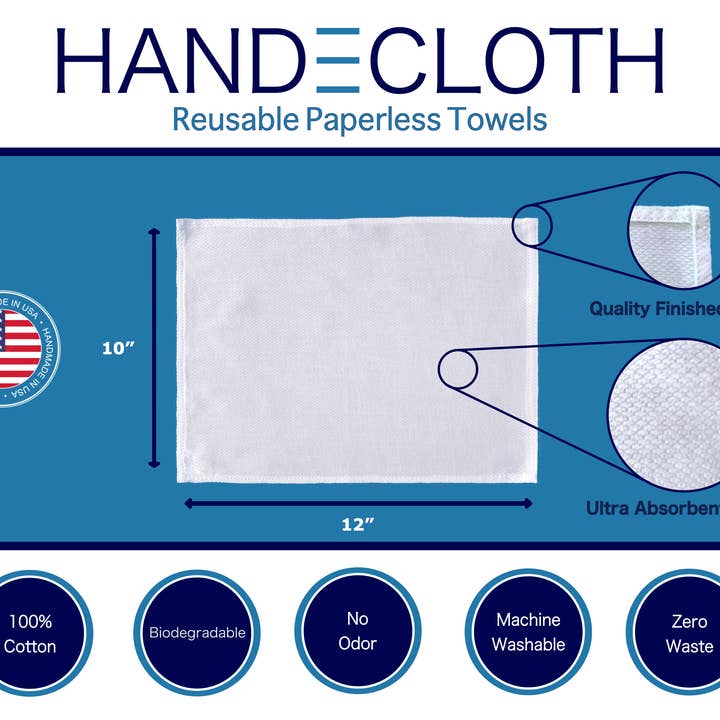 Handecloth - Wholesale Dinner & Cloth Napkin - Reusable Paper Towels with Hemmed Edge - White9