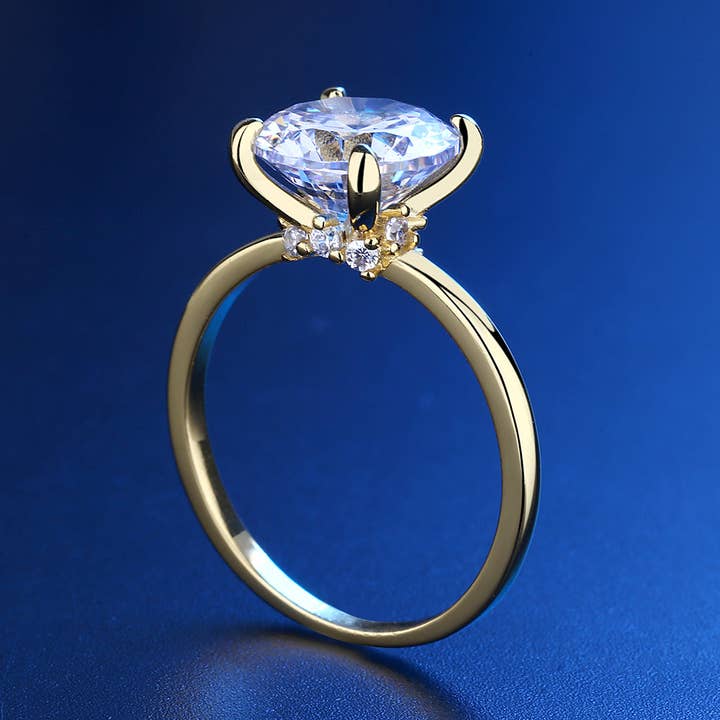 Amy and Annette - Wholesale Multi-Stone Ring - 14K Gold and Sterling Silver Round Prong-Set Ring with 4.00 CTTW Brilliant Cut Simulated Diamond5