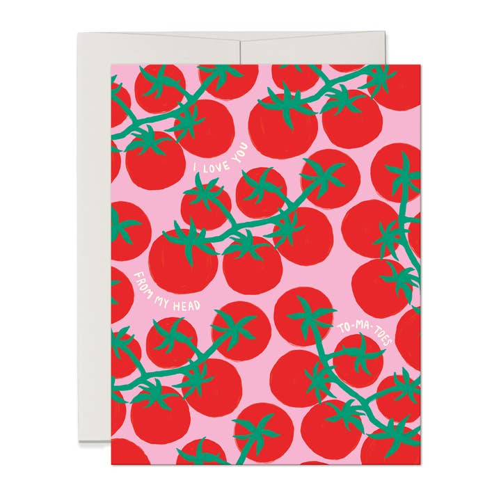 Head Tomatoes Love Card Food Pun Anniversary Card for wholesale by Three Strands Design
