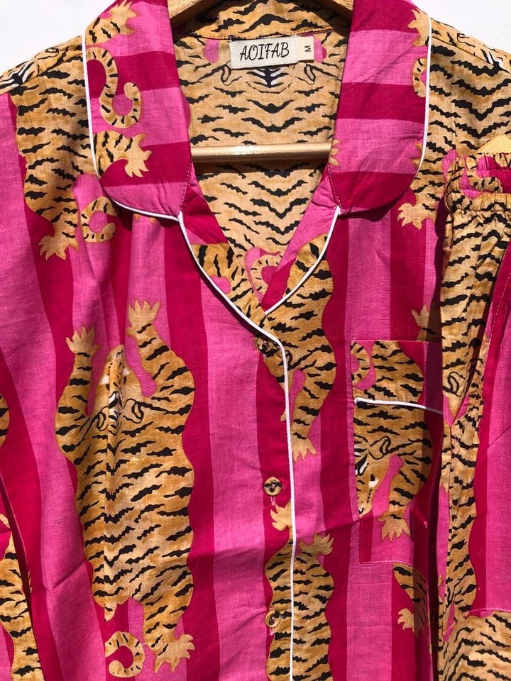 bhavnas boutique - Wholesale Lounge top – Women's - Bridesmaid Tiger Print Pajamas Ladies Night Wear PJ set1