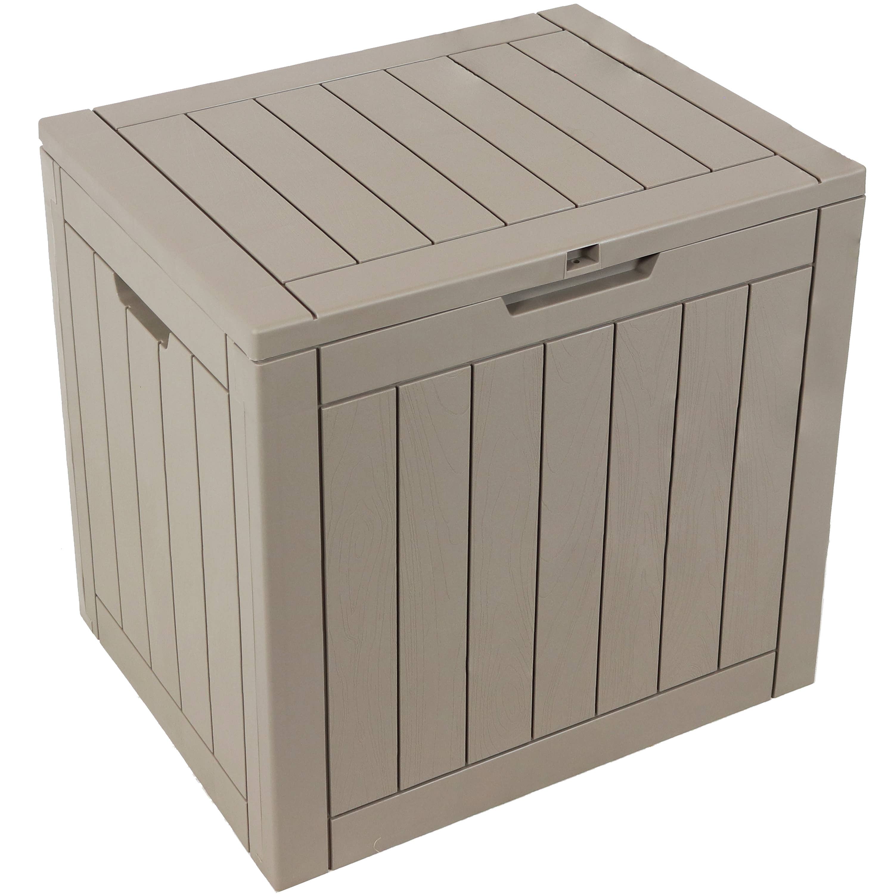 Sunnydaze Decor - Wholesale Outdoor Ornament/Decor - 32 gal Faux Wood Plastic Outdoor Storage Box - Driftwood1