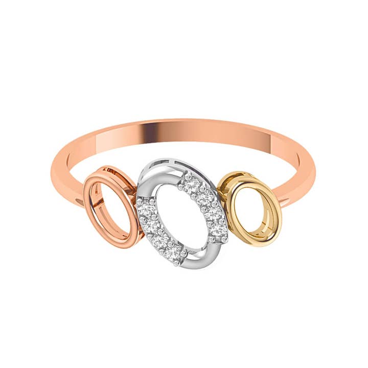 Tri-Color Gold Ovals Diamond Ring for wholesale by Doré D’or - 18K Solid Gold Fine Jewelry