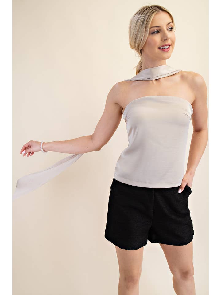 Glam - Wholesale Blouse - Women's - Straight Neckline Scarf Top