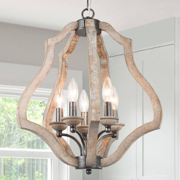 Suraynn 5-Light Wood Chandelier for wholesale by Belles Lighting