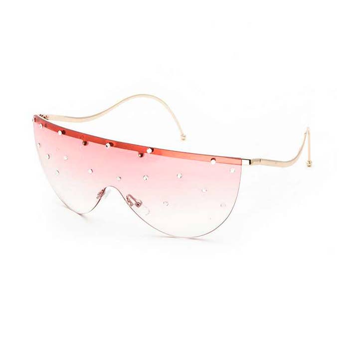 Rope & Spurs - Wholesale Sunglasses - Women's - Crystal Pave Shield Sunglasses