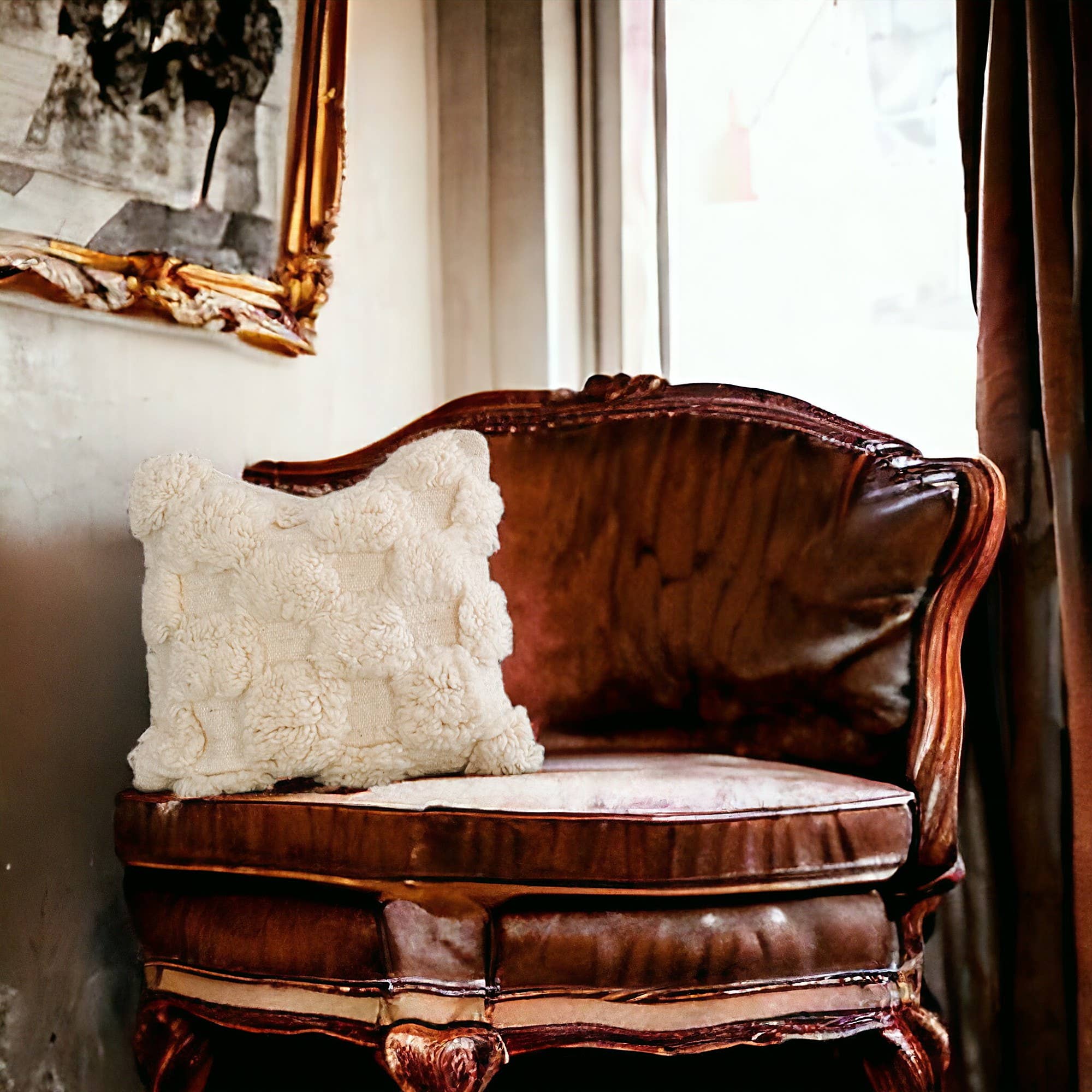 Berberwoolrug - Wholesale Throw Pillow Cover - Handcrafted White Checkered Beni Ourain Wool Pillow Cover6