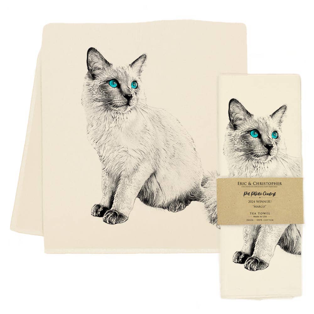 Eric & Christopher - Wholesale Tea Towel -  Cat Tea Towel - "Marco"0