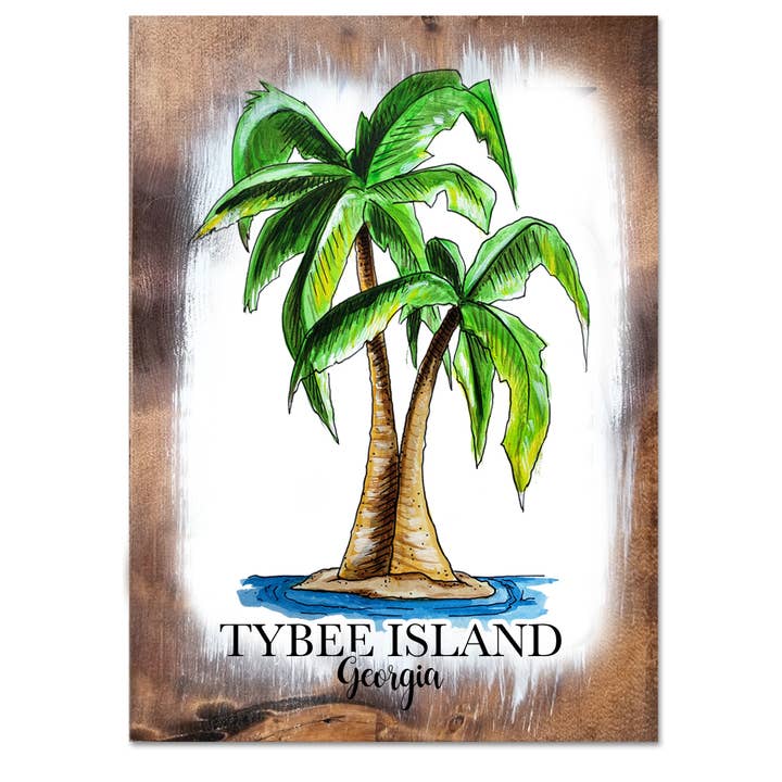 Map Mom - Wholesale Art Print - 5x7 Wood Mini Art- Palm- Custom Location