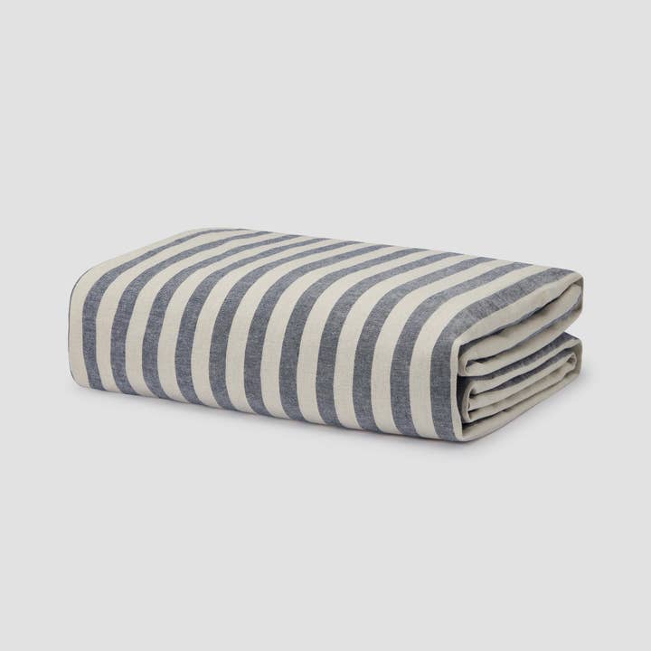 Piglet in Bed USA - Wholesale Duvet Cover - Atlantic Pembroke Stripe Linen Blend Duvet Cover3