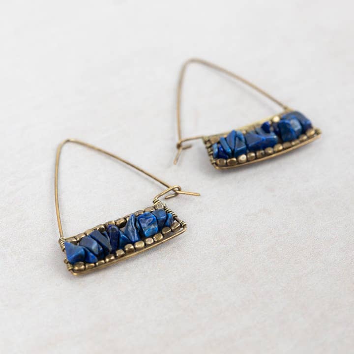 Ten Thousand Villages - Wholesale Dangle Earrings - Teja Lapis Drop Earrings3