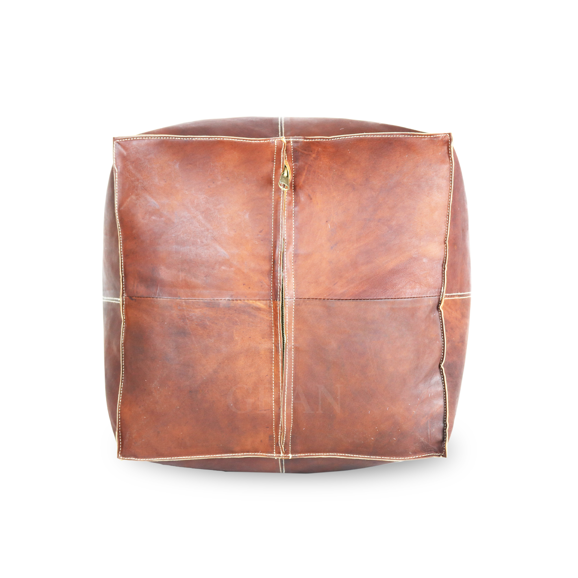 Gran Wholesale - Wholesale Pouf - Handmade Moroccan Square Leather Pouf Dark Brown, Unstuffed 3