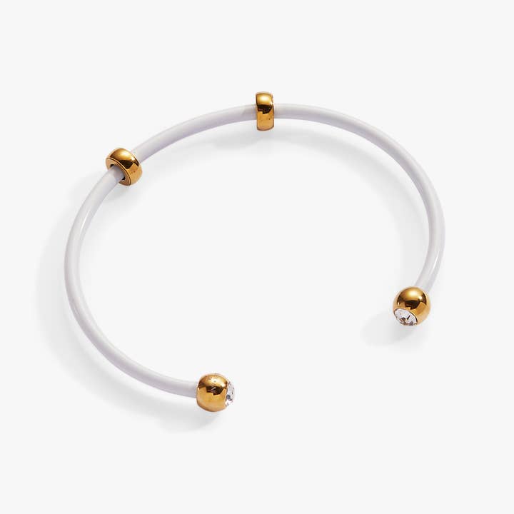 Bracelet Manchette en Émail avec Pierre Sertie, Blanc pour la vente par Alex and Ani