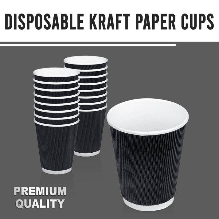 Three Leaf Products - Wholesale Disposable Cup - Three Leaf 9 Oz. Ripple Wall Cups, (Black) 900 Ct.