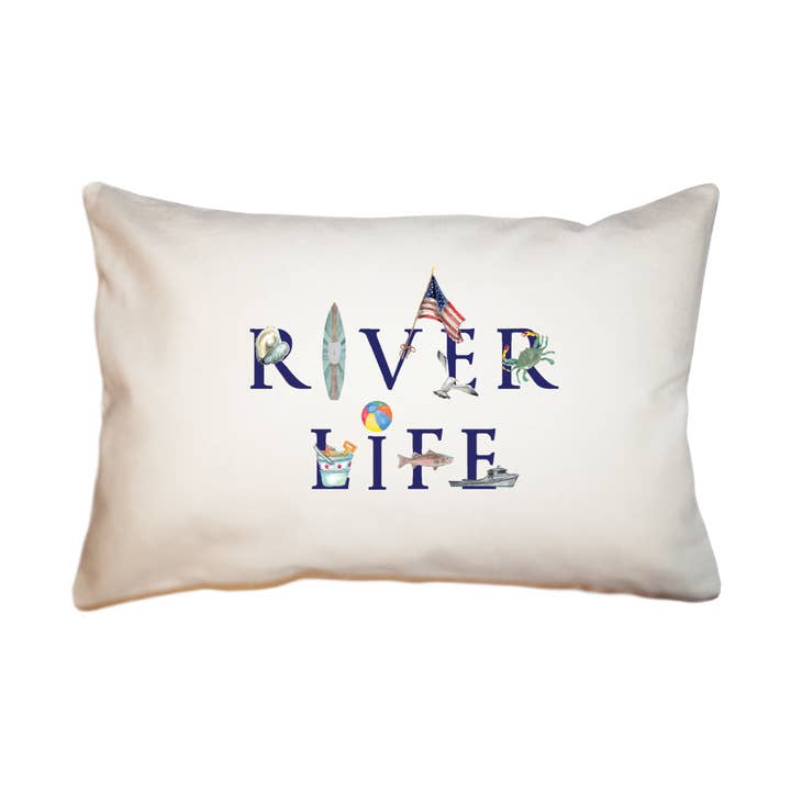 river life large rectangle pillow for wholesale by Tina Labadini Designs