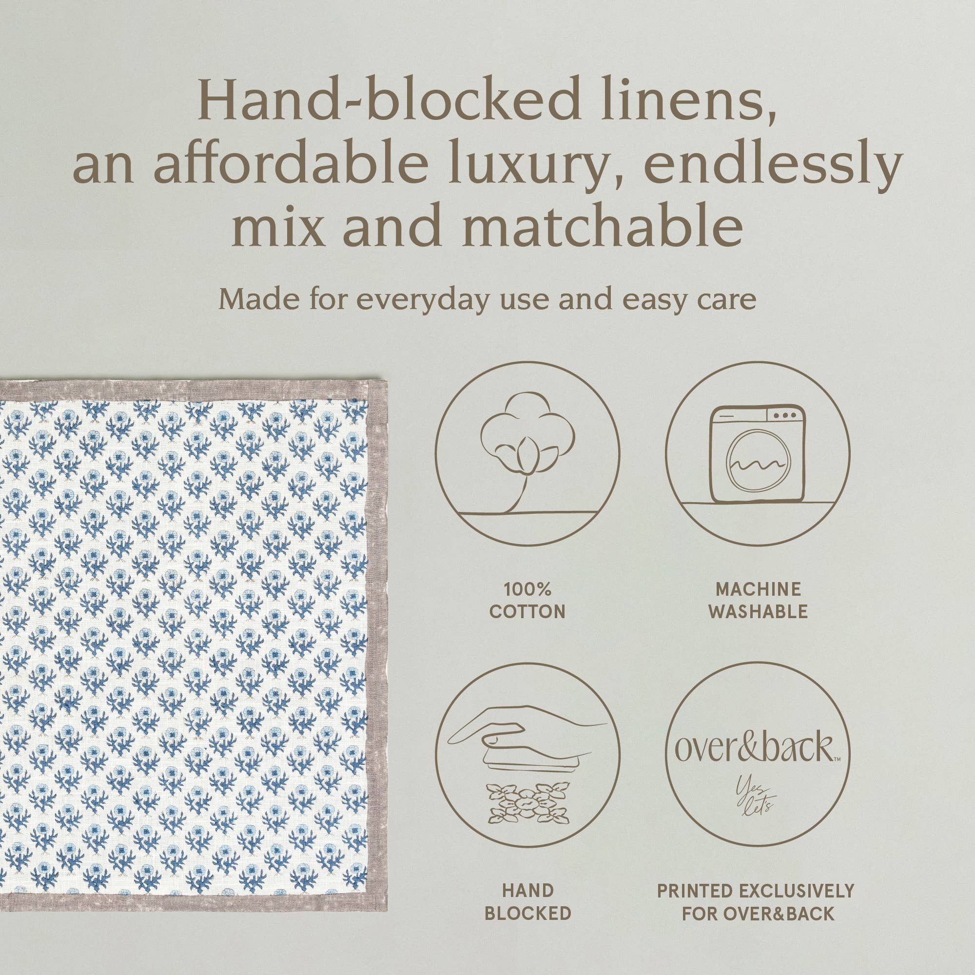 over&back - Wholesale Dinner & Cloth Napkin - Artisan Hand-Blocked Cloth Napkins – 100% Cotton – Set of 4 26