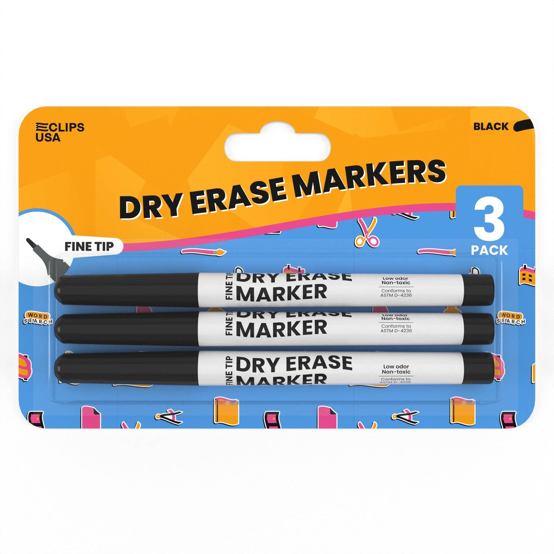 Eclips USA – wholesale Marker – Dry Erase Markers Black Fine Tip – 3 Pack – 36 Sets1