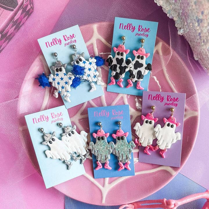 Cowboy-spøgelsesøreringe | Lerøreringe | Western for engroshandel hos Nelly Rose Jewelry