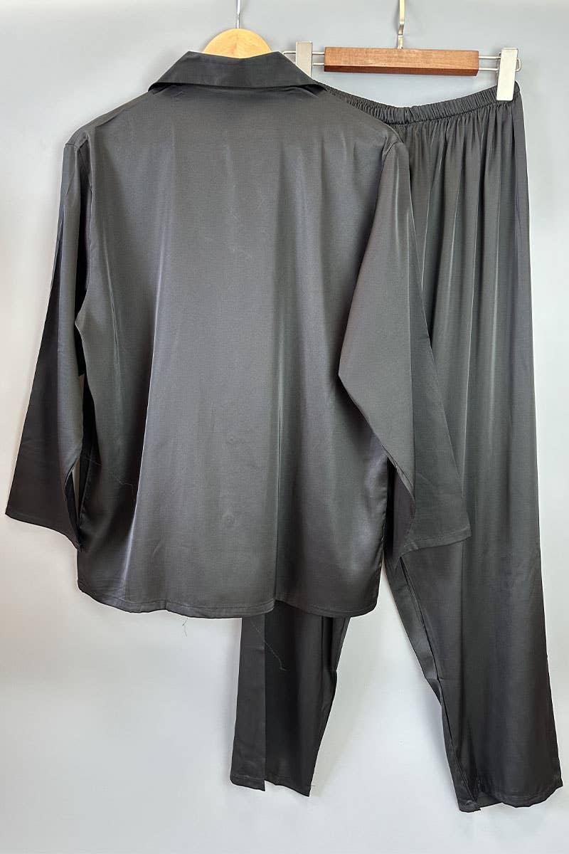 Belle Com'Elle - Vendita all'ingrosso Completo pigiama - Donna - Pigiama da donna con camicia a maniche lunghe e pantaloni in seta sintetica8