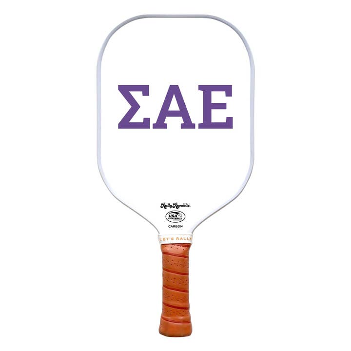 Pagaia da pickleball Sigma Alpha Epsilon con lettera greca bianca (B2B) per la vendita all'ingrosso da parte di Rally Republic