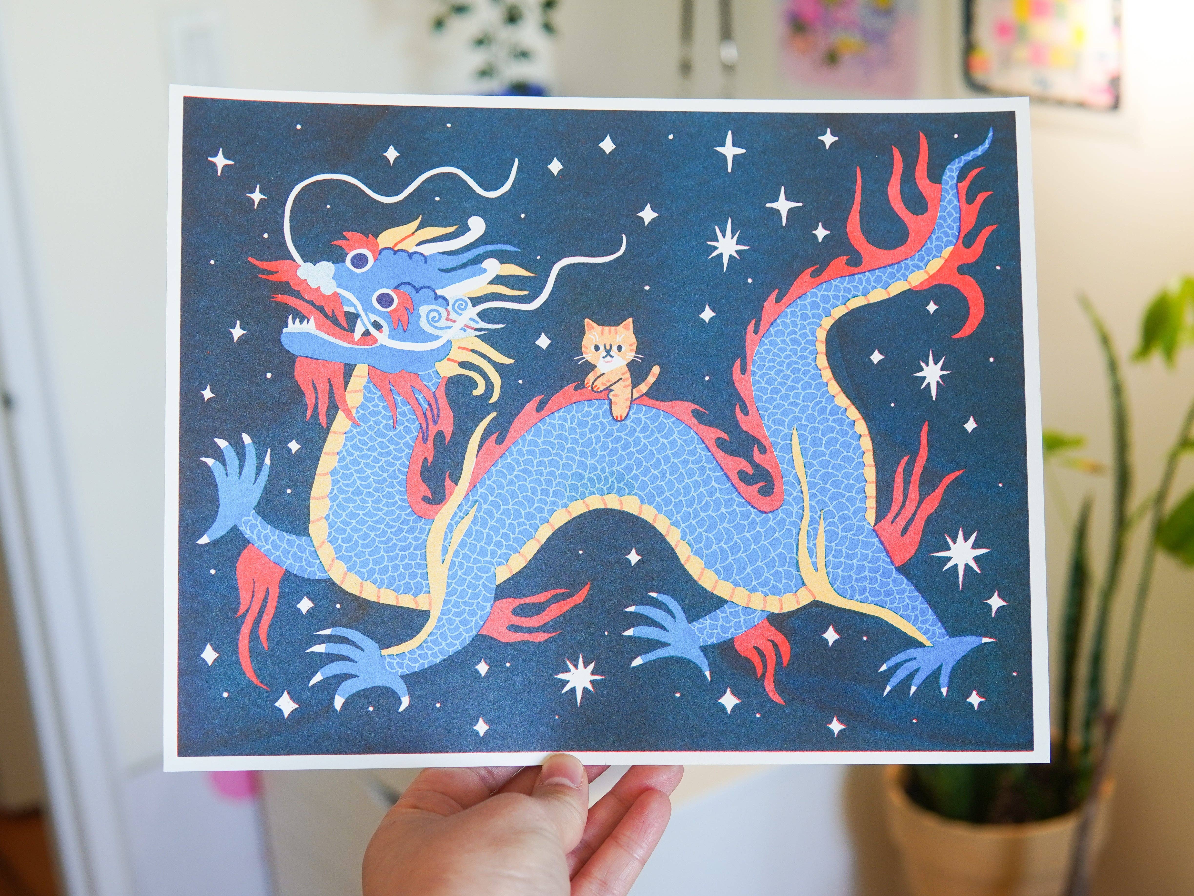 Megan Wang - Wholesale Art Print - Dragon Rider Risograph Print 🐉1