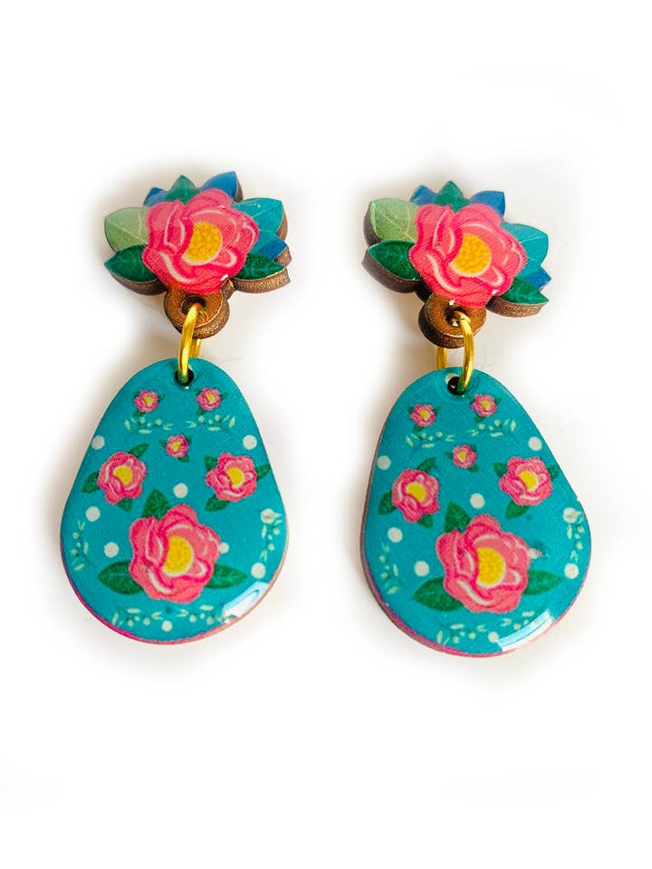 pretty petal flower drop earrings statement summer earrings for wholesale by Rosie Rose Parker