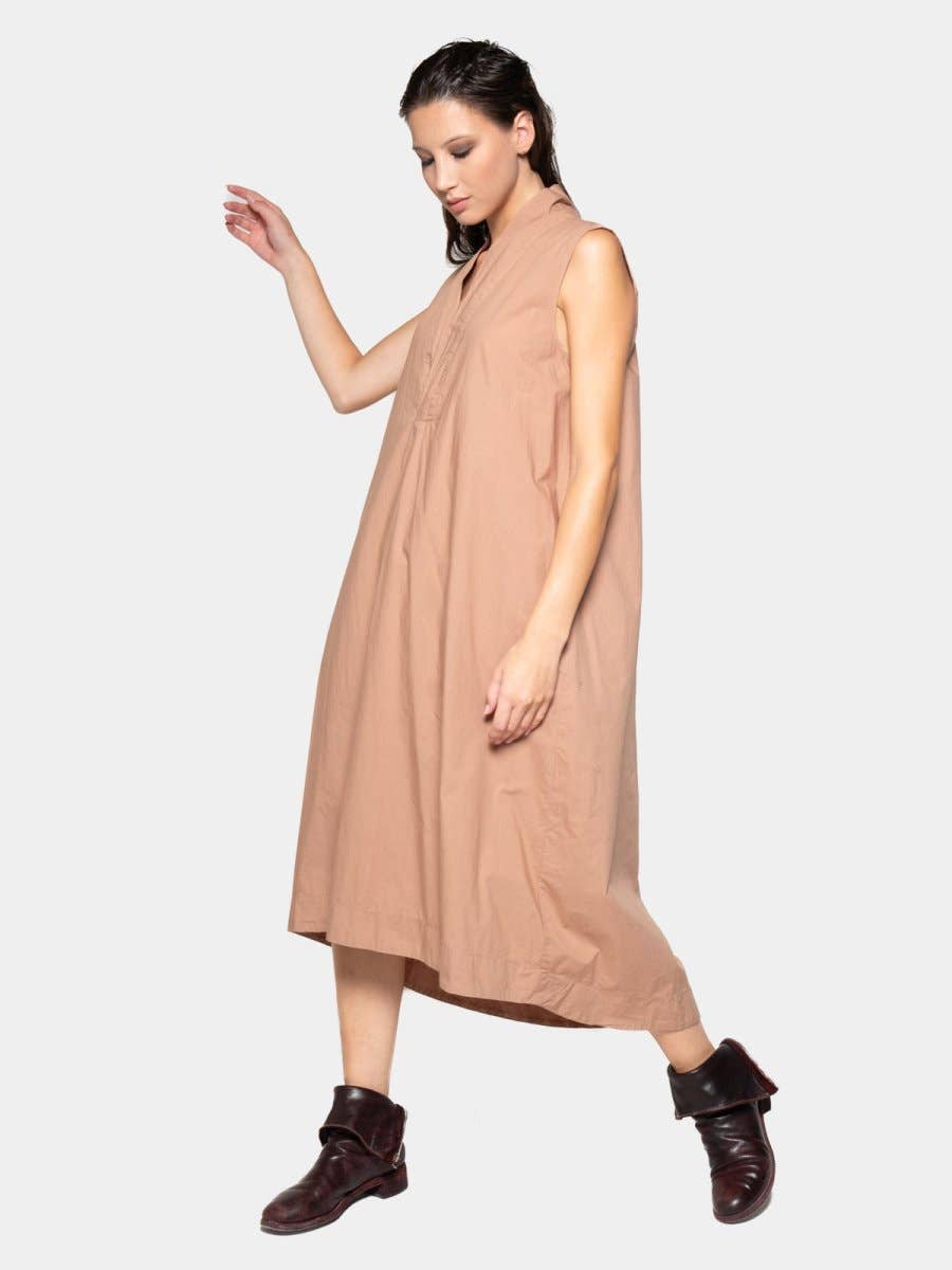 Baci & Amici Fashion - US Continental - Wholesale Dress - Women's - V-Neck Sleeveless Organic Cotton Midi Dress5