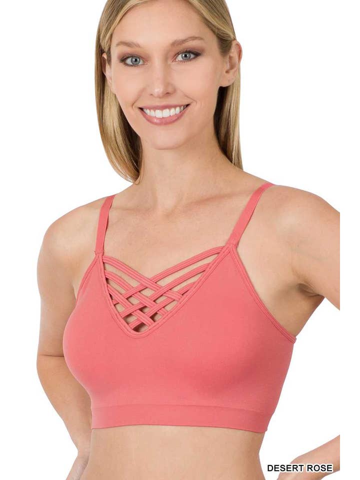 Vanilla Monkey - Wholesale Bralette - Women's - V-lattice Front Bralette With Removable Pads