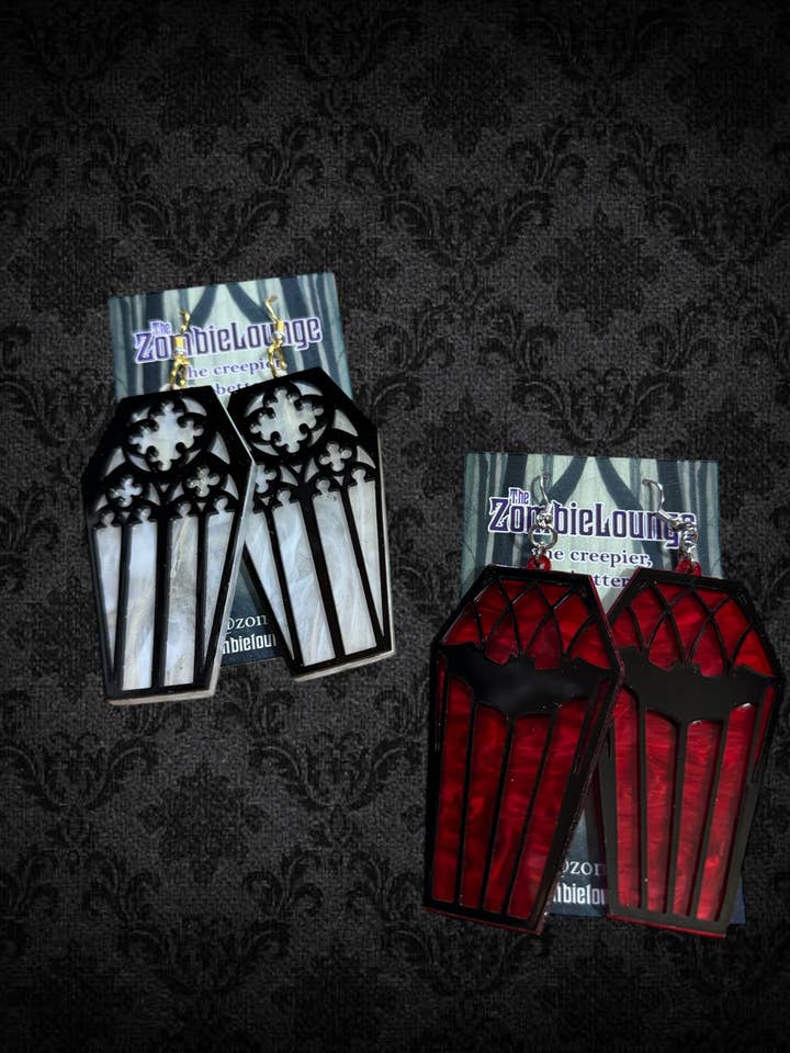 Gotiske kiste-øreringe for engroshandel hos Zombie Lounge Bootique