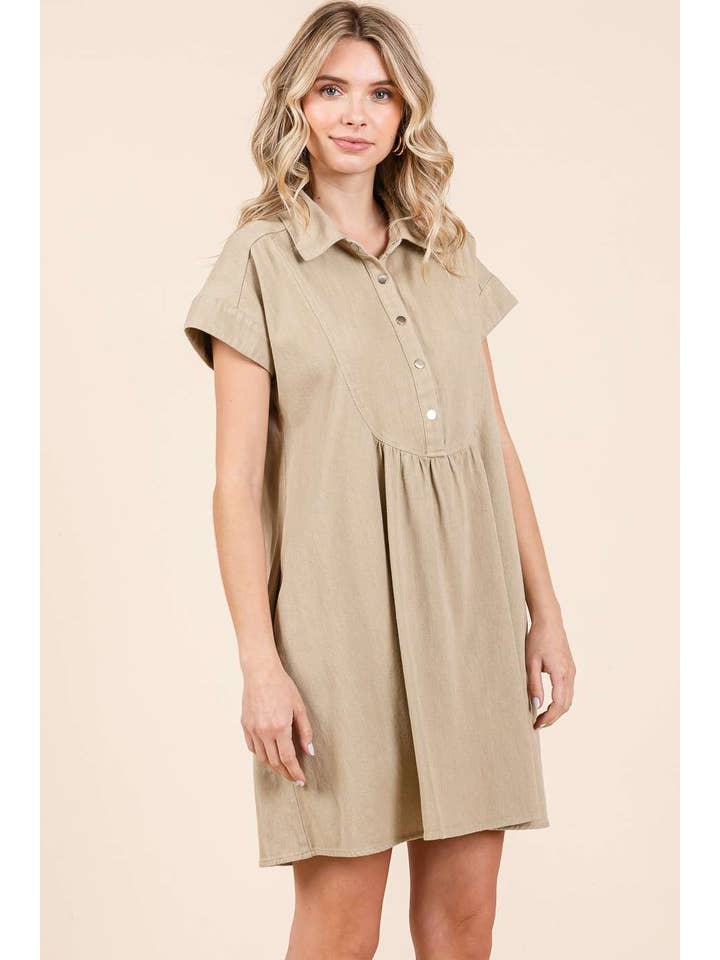 mittoshop – Engroshandel Kjole - Dame – TWILL KORTÆRMET MINIKJOLE MED KRAVE16