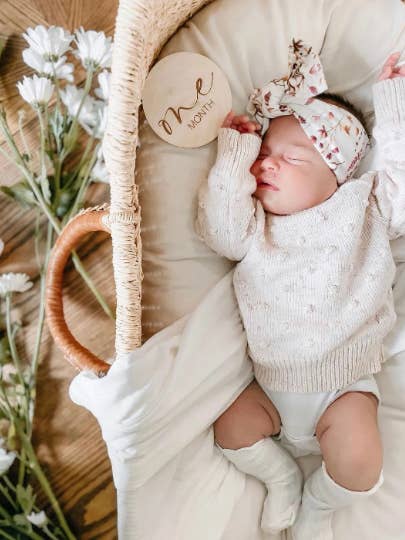 Wooden Monthly Milestone Cards - Disc Design for wholesale by Arrow Town Designs