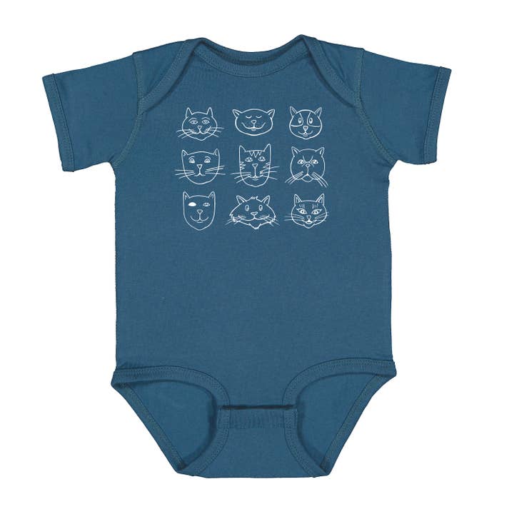 Cat Faces Baby Bodysuit | Reinforced Snap Closure for wholesale by Counter Couture