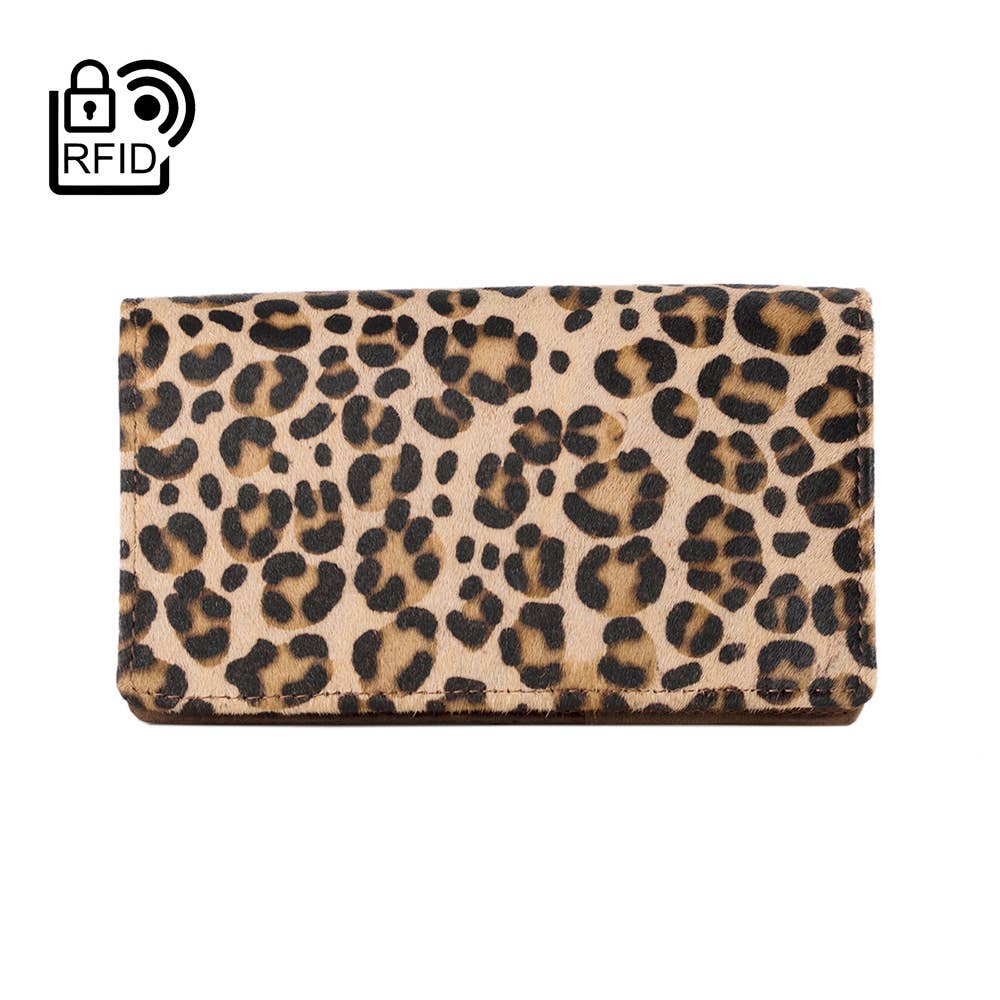 Arrigo - Wholesale Wallet - Women's - Leather Ladies Wallet RFID Black Leather Animal Print Fur6